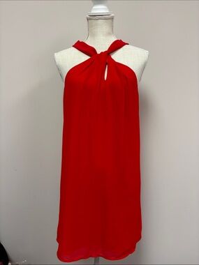 Norah Red Halter Draped Neck Sleeveless Evening Dress Women's Small NWT